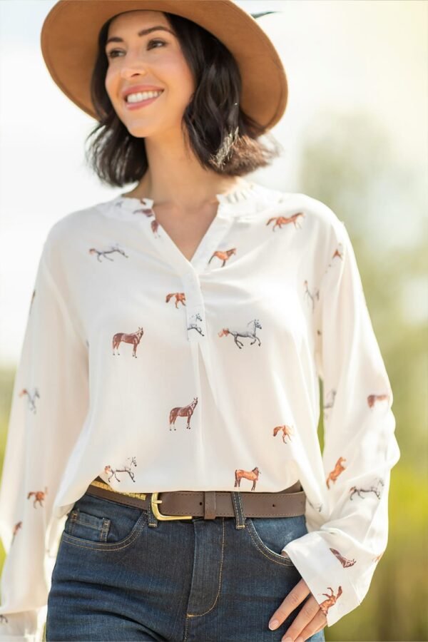 Blouse Floaty Long Horses